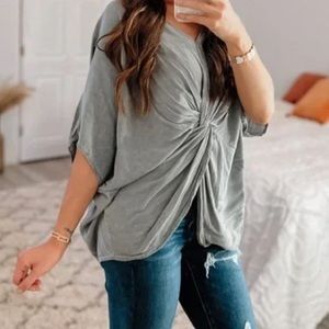 Umgee Twist Front Oversized Blouse